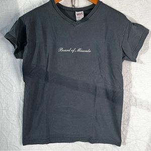 Vintage Board of Missoula Anvil Black 100 Cotton T Shirt Womens M V Neck Tee